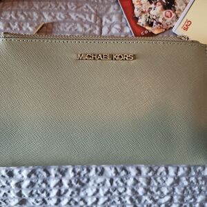Michael Kors Sage Green Clutch
